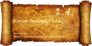 Korom Annamária névjegykártya